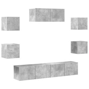 vidaXL Set dulapuri TV, 7 piese, gri beton, lemn prelucrat