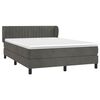 vidaXL Pat box spring cu saltea, gri &icirc;nchis, 140x190 cm, catifea