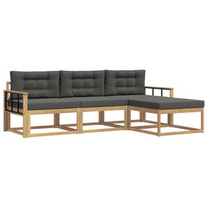 vidaXL Set de canapele de exterior 4 pcs Alb și antracit Poliester
