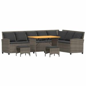 vidaXL Set canapea grădină 4 piese cu perne formă L polirattan gri