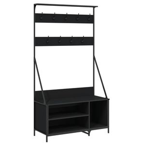 vidaXL Suport de haine cu raft de pantofi, negru, 100x41x184 cm