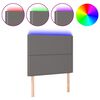 vidaXL Tăblie de pat cu LED, gri, 80x5x118/128 cm, piele ecologică