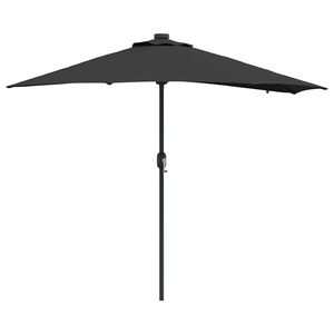 vidaXL Parasol de Grădină Negru 294 x 150 x 223 cm Poliester și oțel