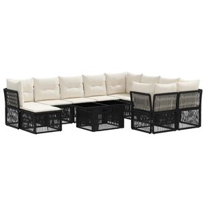 vidaXL Set de canapele pentru grădină 11 buc. Negru poliratan