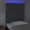 vidaXL Tăblie de pat cu LED, gri &icirc;nchis, 80x7x118/128 cm, textil