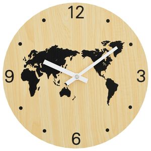 vidaXL Ceas de perete galben și negru, &Oslash;30 cm, lemn prelucrat