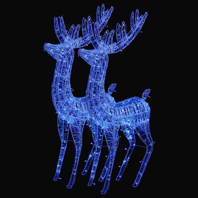 vidaXL Ren de Crăciun 250 LED-uri, 2 buc., albastru, 180 cm, acril XXL