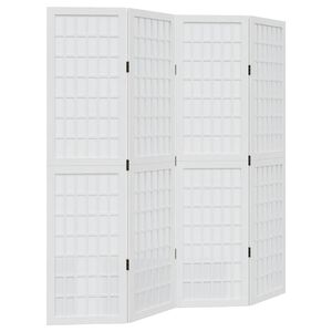 vidaXL Paravan cameră 4 panouri, alb, lemn masiv paulownia