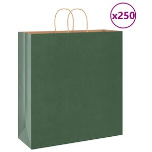 vidaXL Saci de h&acirc;rtie 250 buc cu m&acirc;nere verde 45x17x48 cm