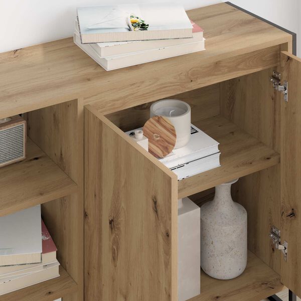 vidaXL Dulap lateral Stejar artizanal 96.5 x 30 x 75 cm Lemn compozit