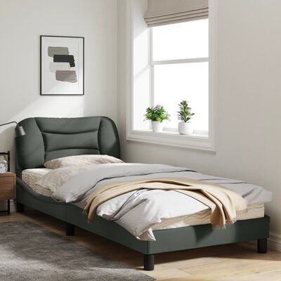 vidaXL Cadru de pat cu lumini LED, gri închis, 80x200 cm, textil