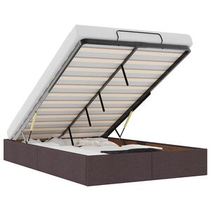 vidaXL Cadru de pat otoman fără saltea țesătură maro &icirc;nchis 120x200 cm