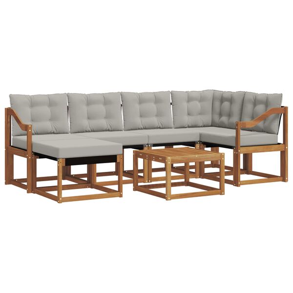 vidaXL Set de canapele de exterior 7 pcs Gri natural și deschis