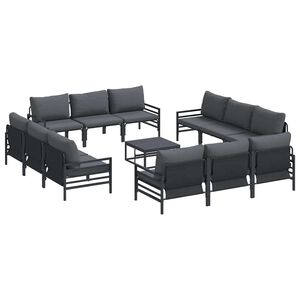 vidaXL Set de canapele pentru grădină 13 buc. Negru Oțel