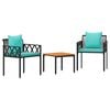 vidaXL Set de Mobilier pentru Exterior 3 buc. Negru și Turcoaz