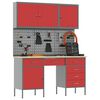 vidaXL Dulap de lucru cu sertar 8 pcs Roșu Lemn ingineresc și oțel