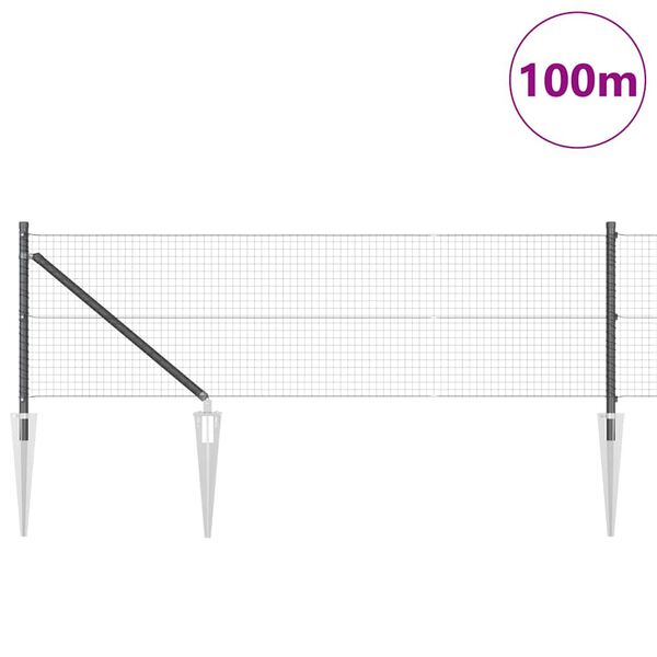 vidaXL St&acirc;lp de gard. Gri 100 x 0,6 m (plasă 25 x 25 mm) Oțel și PVC