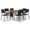 vidaXL Set mobilier de exterior, 7 piese, negru, poliratan