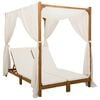 vidaXL Șezlong dublu cu copertină și perdele Lemn Solid de Acacia Crem