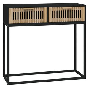vidaXL Masă consolă, negru, 80x30x75 cm, lemn prelucrat și fier