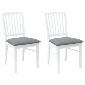 vidaXL Scaune de dining 2 buc. Lemn Solid de Cauciuc Alb