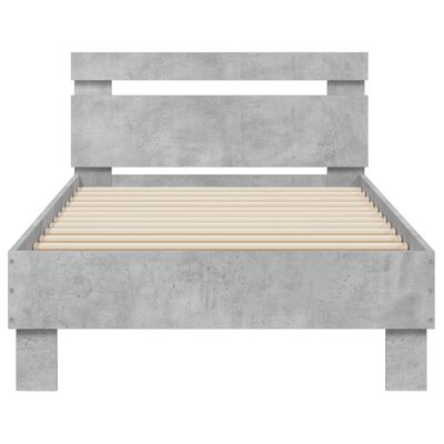 vidaXL Cadru de pat cu tăblie, gri beton, 75x190 cm, lemn prelucrat