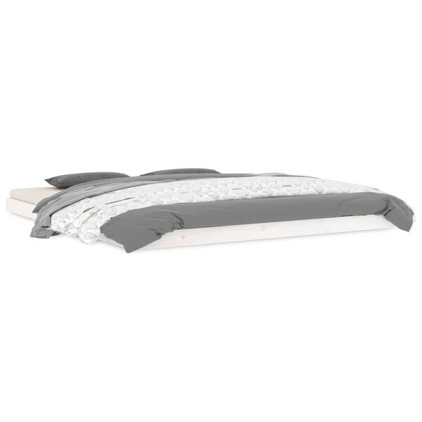 vidaXL Cadru de pat Super King, alb, 180x200 cm, lemn masiv de pin