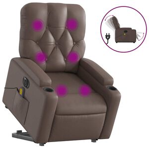vidaXL Fotoliu electric masaj rabatabil cu ridicare, maro