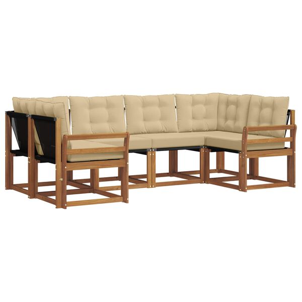 vidaXL Set de canapele de exterior cu pernă 6 pcs Natural și Bej