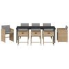 vidaXL Set de masă pentru grădină cu pernă 9 pcs Bej poliratan