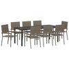 vidaXL Set de masă pentru grădină cu pernă 9 pcs Gri poliratan