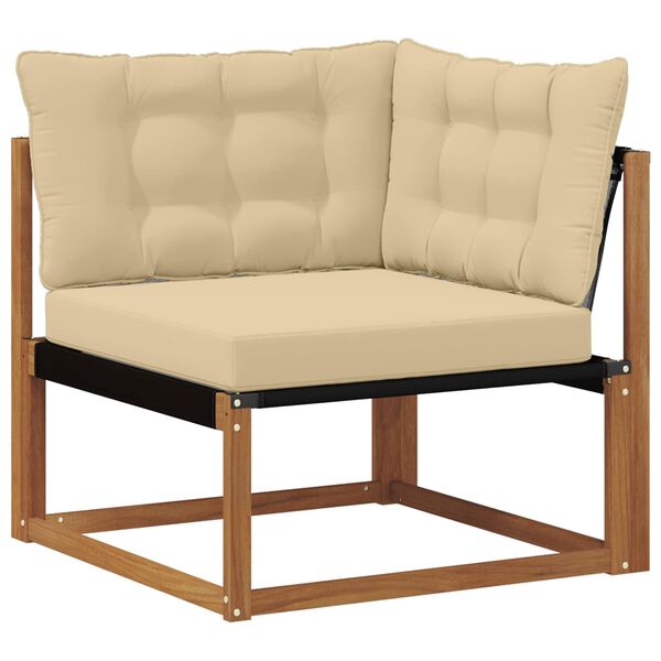 vidaXL Set de canapele de exterior cu pernă 4 pcs Natural și Bej