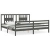 vidaXL Cadru pat cu tăblie 200x200 cm, gri, lemn masiv