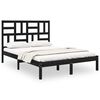 vidaXL Cadru de pat dublu, negru, 135x190 cm, lemn masiv