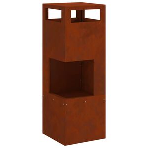 vidaXL Bol de foc Maro 35 x 35 x 100 cm Oțel rezistent de intemperii