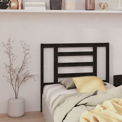 vidaXL Tăblie de pat, negru, 106x4x100 cm, lemn masiv de pin