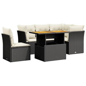 vidaXL Set mobilier de grădină cu perne, 5 piese, negru, poliratan