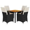 vidaXL Set mobilier de grădină cu perne, 5 piese, negru, poliratan