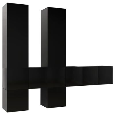 vidaXL Set dulapuri TV, 7 piese, negru, lemn prelucrat