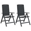 vidaXL Scaune de grădină rabatabile 2 pcs Negru 58 x 71 x 112 cm