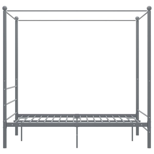 vidaXL Cadru de pat cu baldachin, gri, 140x200 cm, metal