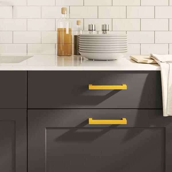 vidaXL M&acirc;nere de dulap, 20 buc., auriu, 128 mm, oțel inoxidabil