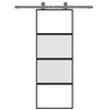 vidaXL Ușă glisantă, negru, 76x205 cm, sticlă securizată și aluminiu