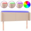 vidaXL Tăblie de pat cu LED cappuccino 147x16x78/88 cm piele ecologică