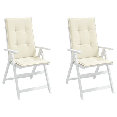 vidaXL Perne scaun cu spătar înalt, 2 buc., crem, 120x50x3 cm, textil