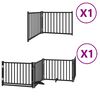 vidaXL Poartă c&acirc;ini pliabilă cu ușă 6 panouri negru, 480 cm, lemn plop