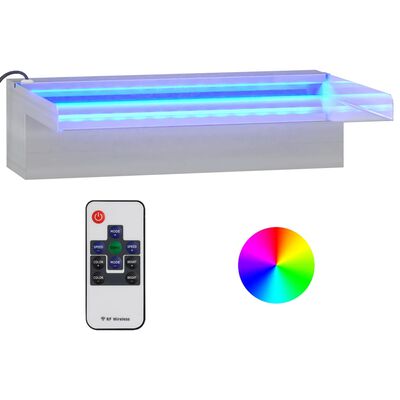 vidaXL Deversor de cascadă cu LED-uri RGB, 30 cm, oțel inoxidabil