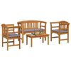 vidaXL Set de Mobilier cu pernă 4 pcs natural Lemn Solid de Acacia