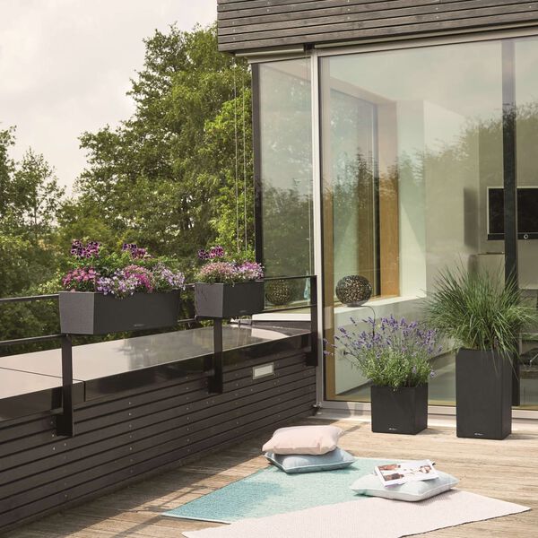 LECHUZA Jardinieră BALCONERA Stone 50 ALL-IN-ONE, negru