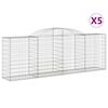 vidaXL Coșuri gabion arcuite 5 buc, 300x50x100/120 cm, fier galvanizat
